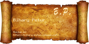 Bihary Petur névjegykártya